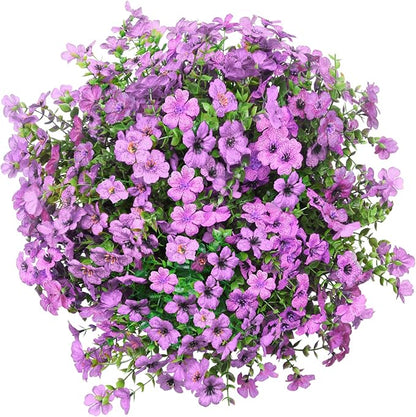Artificial Hanging Faux Flowers Basket, Fake Silk Daisy Eucalyptus Plants Arrangement,for Spring Summer Outdoor Decoration,UV Resistant, Coconut Planter,Look Real for Home Garden Decor (Purple)