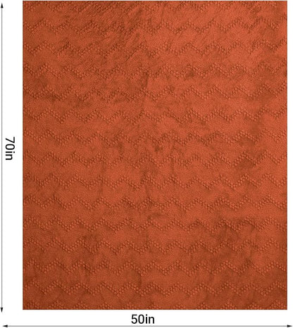 Jacquard Boho Fleece Throw Blanket-Cozy Fluffy Soft Lightweight Fuzzy Blanket for Sofa, Couch, Bed, Chair & Car, Gifts for Teen Girls, Women & Men, Home and Dorm Decor, Rust Red, 50" x 70"