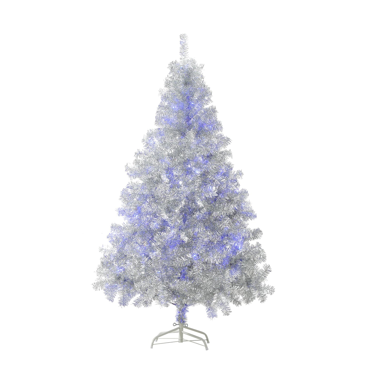6Ft Artificial Christmas Tree with Metal Stand for Holiday Festival Parties Home Office Decor, 8 Modes 200 LED Blue Lights Included