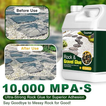 Teexpert 2 Gallon Rock Glue for Landscaping – Strong Pea Gravel Binder & Stone Adhesive for Walkways, Yards, Patios, and Driveways