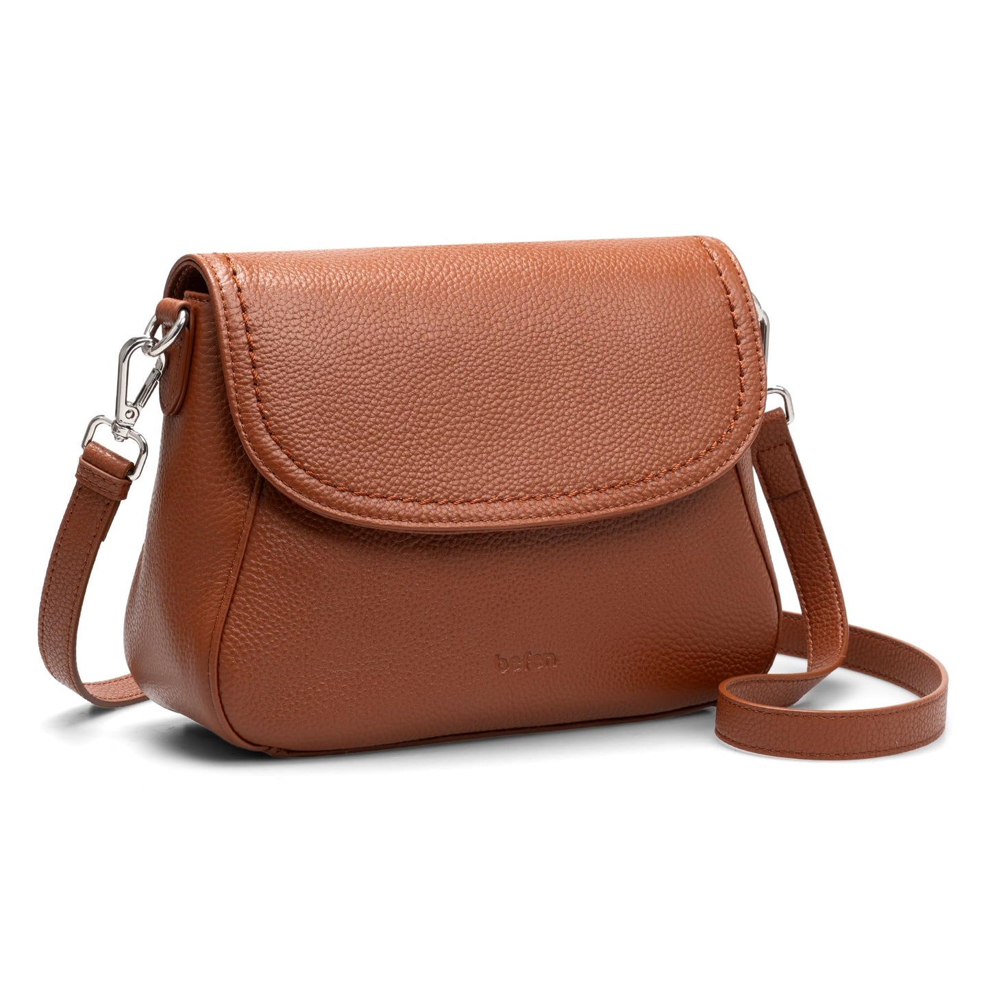 befen Genuine Leather Purses for Women Trendy, Women's Small Cross Body Saddle Bag Purse with RFID Card Slots - Cognac Brown Crossbody Bags 2026 Summer