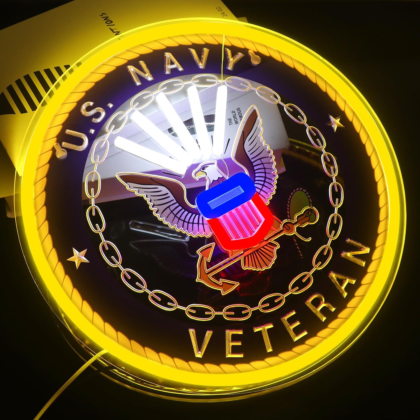 WittyRhE Military-themed Neon Lights Veteran Neon Signs Wall Decor for Man Cave Bedroom Bar Army Themed Gift Art for Christmas Party-12.6×12.6 IN-USB Powered-Acrylic