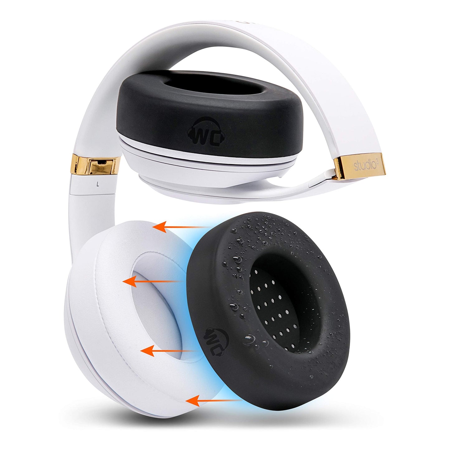 WC SweatZ Studio - Patented Earpad Covers for Beats Studio 3 (A1914) & Beats Studio 2 (B0500 /B0501), Made by Wicked Cushions | Sweatproof & Easily Washable | Black