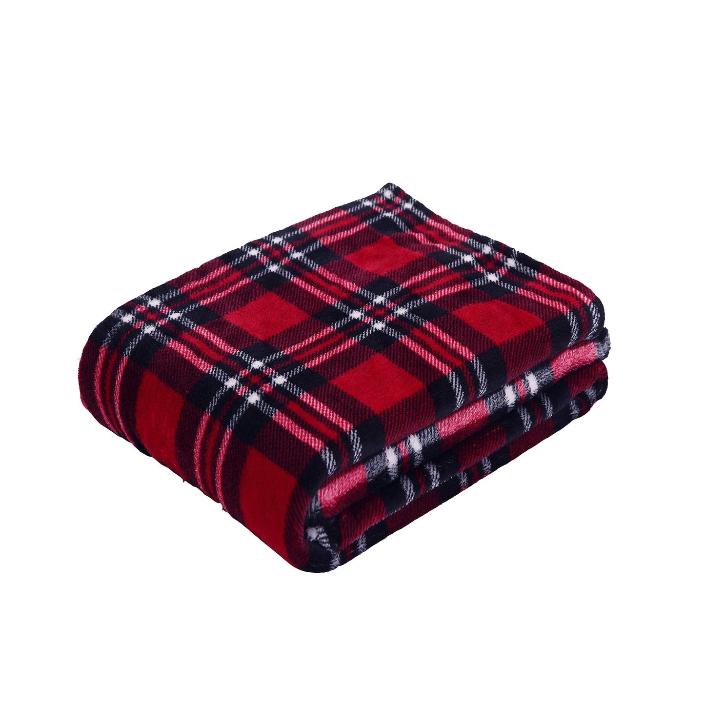 Elegant Comfort Velvet Touch Ultra Plush Christmas Holiday Printed Fleece Throw/Blanket-50 x 60inch, (Plaid)