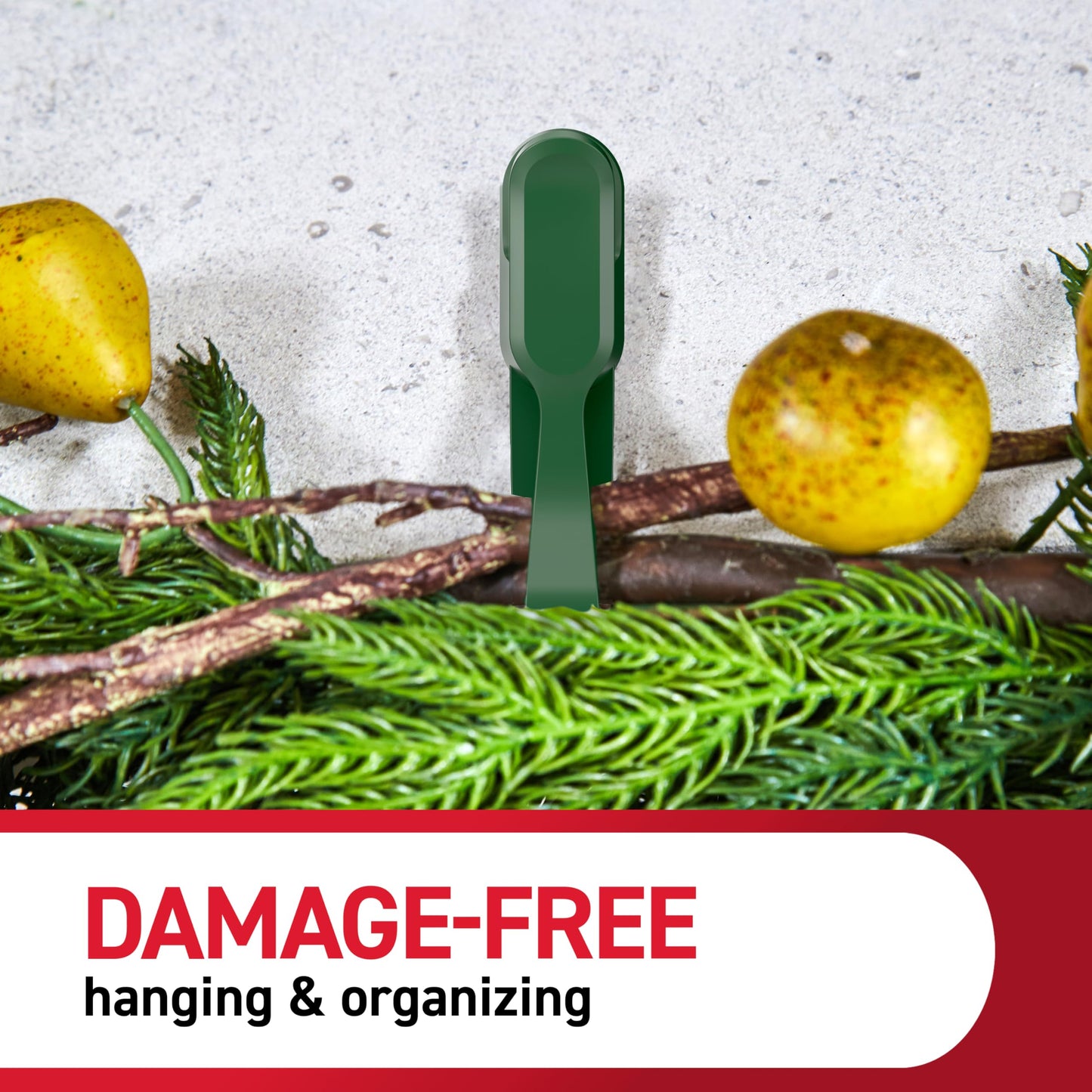 Command Fireplace Mantle Garland Holder for Displaying Garlands, Wreaths, and Holiday Decor Without Leaving Damage, Holes, or Residue, Holds 2lbs, Green, 6 Pack