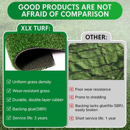 XLX TURF Artificial Grass Outdoor Runner Rug - 5FT x 10FT Fake Grass Carpet Low Pile Turf for Balcony Dogs Kids Playground - Pets Friendly