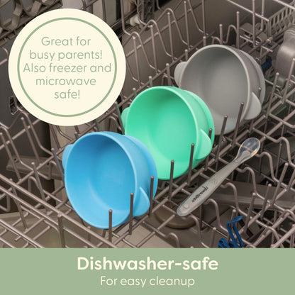UpwardBaby Baby Silicone Bowl with Suction Set - 3-Pack, Soft & BPA-Free, Microwave & Dishwasher Safe, LED Weaning Kit, Multicolor