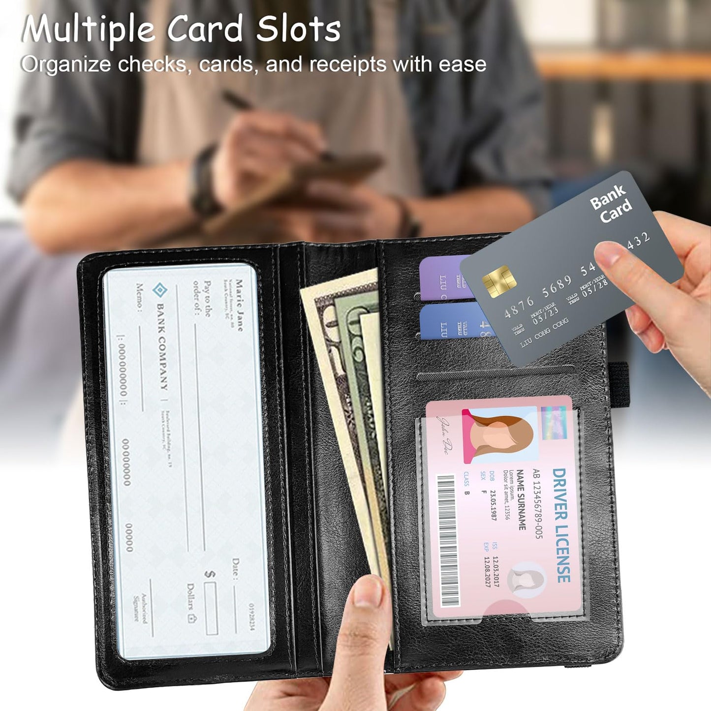 GYSYZJDH Checkbook Cover for Men & Women, Slim PU Leather Checkbook Holder Wallet with RFID Blocking, Stylish and Durable, Collie Dogs