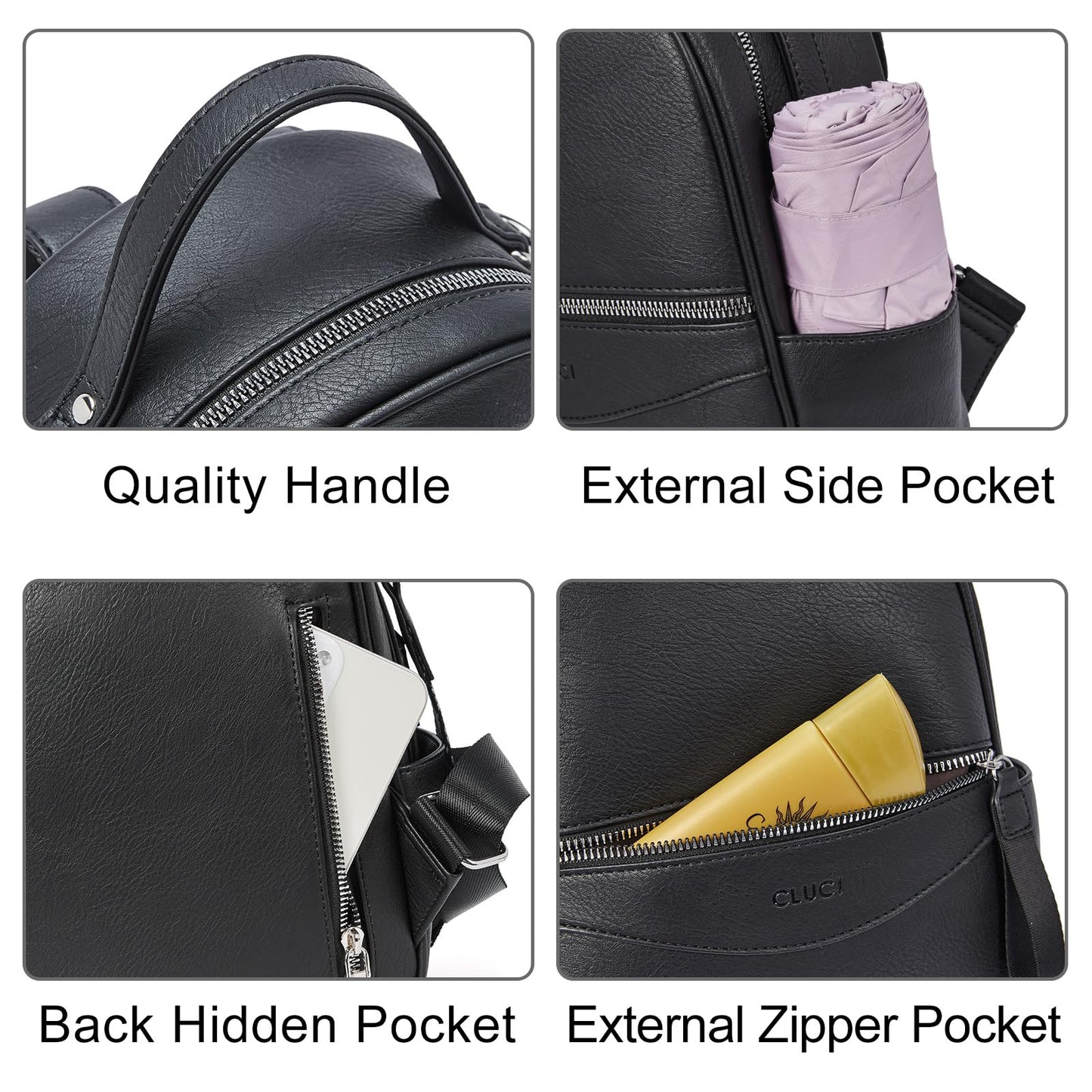 CLUCI Mini Backpack Purse for Women Fashion Leather Small Backpacks Ladies Shoulder Backpack Convertible Handbags Black