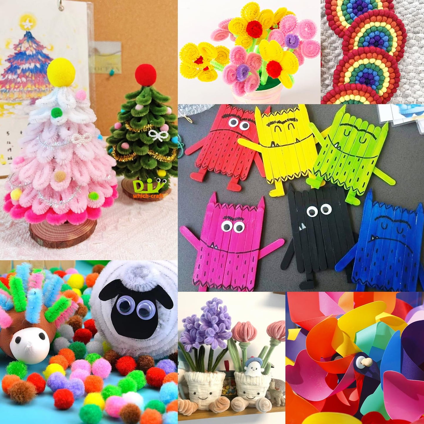 FUNZBO Arts and Crafts Supplies for Kids - Toddlers Craft Kit with Glitter Glue Stick,Pipe Cleaners Pom Poms Craft Tools, DIY School Supplies Kit, Girls Toys, Birathday Gifts for Girls Boys Age 4+