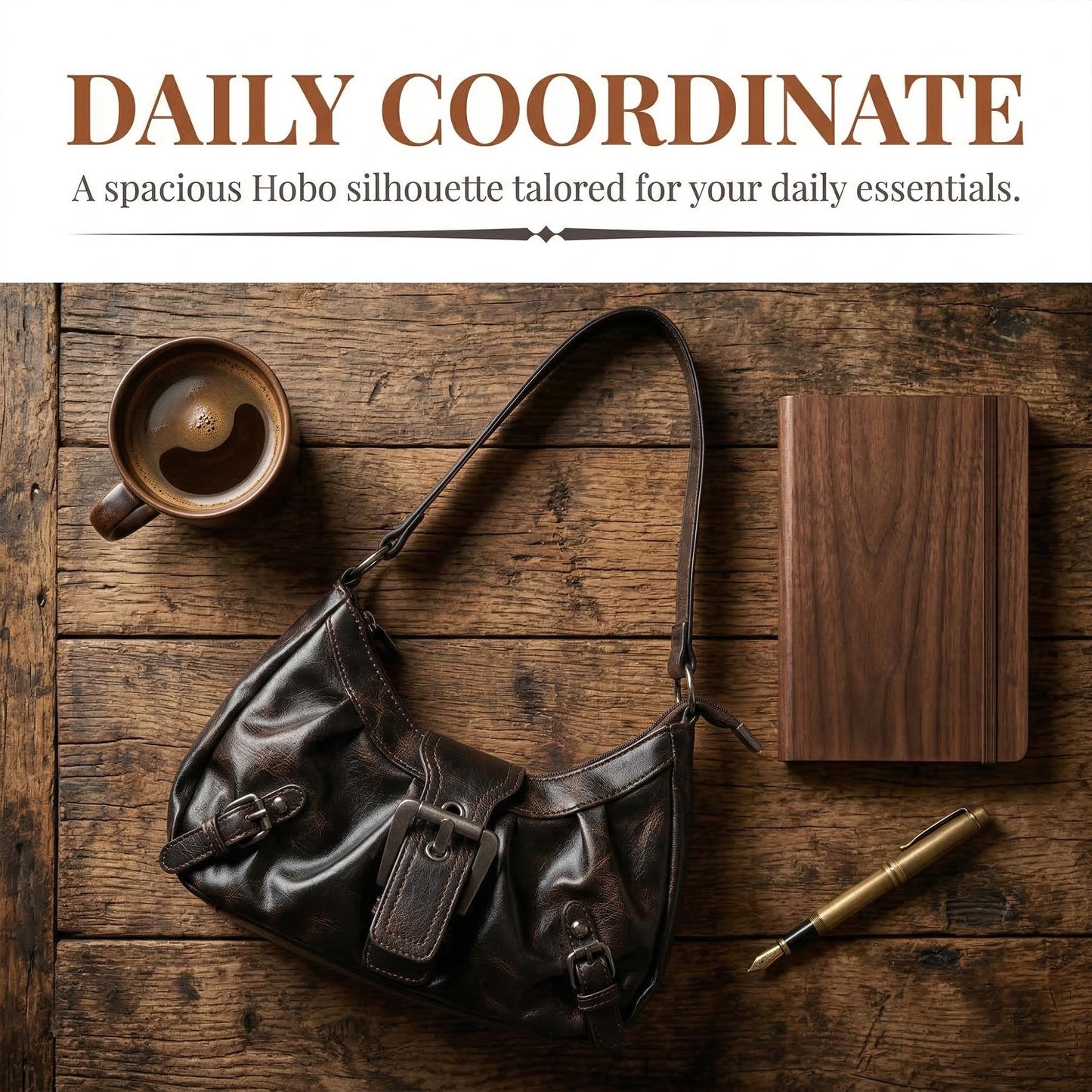 Perphy Shoulder Bag for Women Y2K Underarm Purse Retro Crescent Handbag with Belt Buckle 11.4 * 3.1 * 6.3 inches Coffee