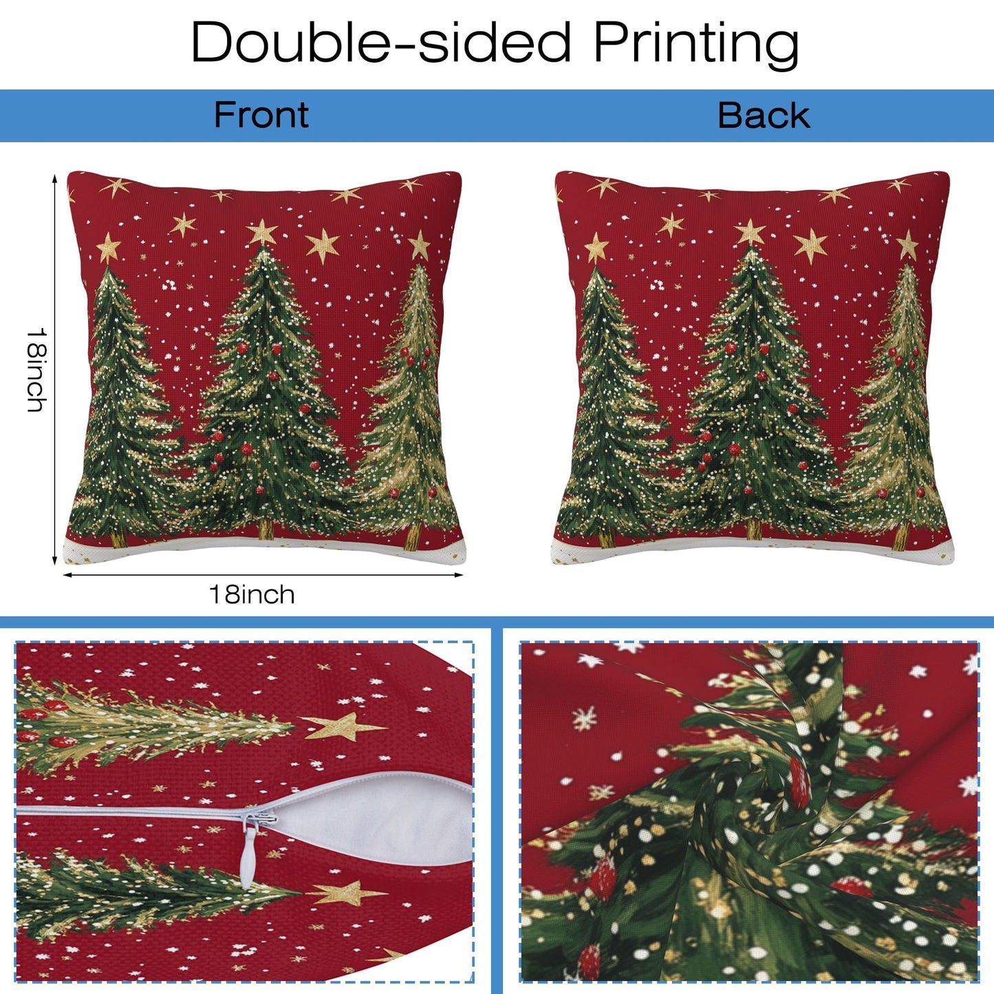 Naqiuli Throw Pillow Covers Christmas Tree Pillow Covers 18x18 Inch Set of 2 Christmas Throw Pillows Decorative Pillow Cases Cushion Covers for Bedroom Livingroom Sofa Farm House