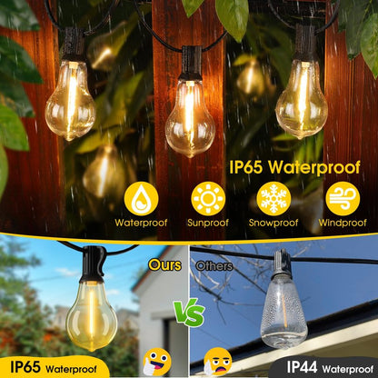 Larkvue 100FT LED Outdoor String Lights, Waterproof Patio Lights with 32 Shatterproof Dimmable 2700K A39 Bulbs Hanging Lighting for Outside Backyard
