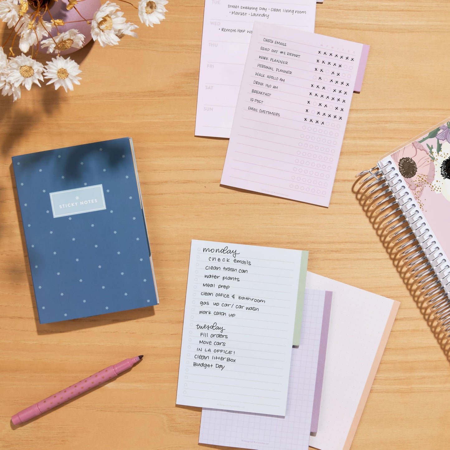 Erin Condren Earth Tones Functional Tabbed Sticky Notes Booklet, 7 Section Productivity Sticky Notes Set with 140 Total Sheets for Planning, Organization, and Note-Taking