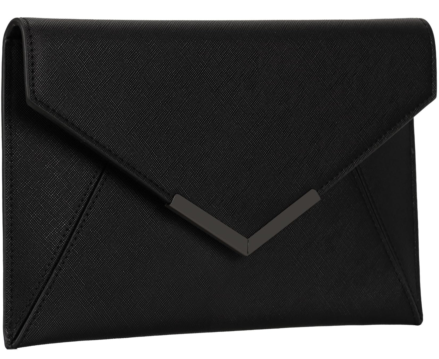 Dexmay Women Envelope Clutch Handbag Medium Saffiano Leather Foldover Clutch Purse Black