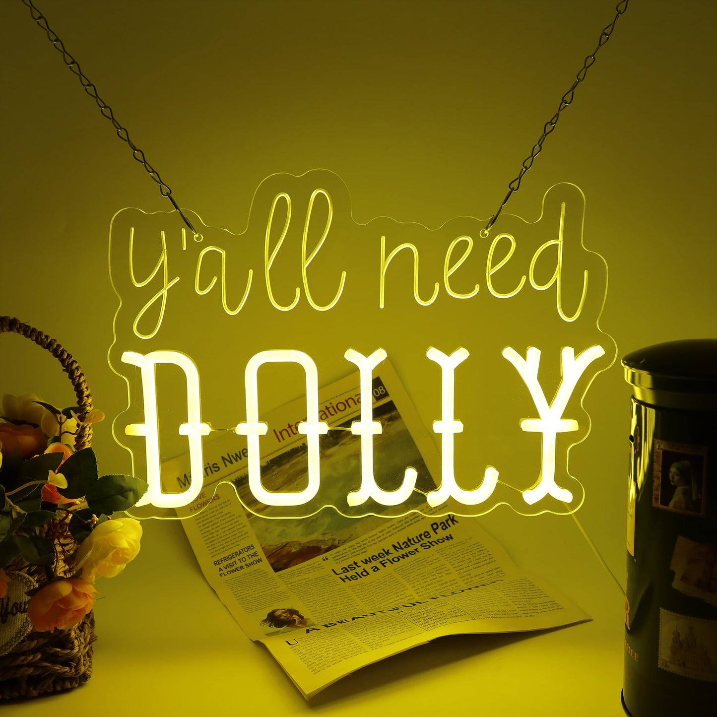 Y'all Need Dolly Neon Sign,Dolly Light Up Sign,For Wall Decor Home Decor USB Powered Christmas Birthday Gift