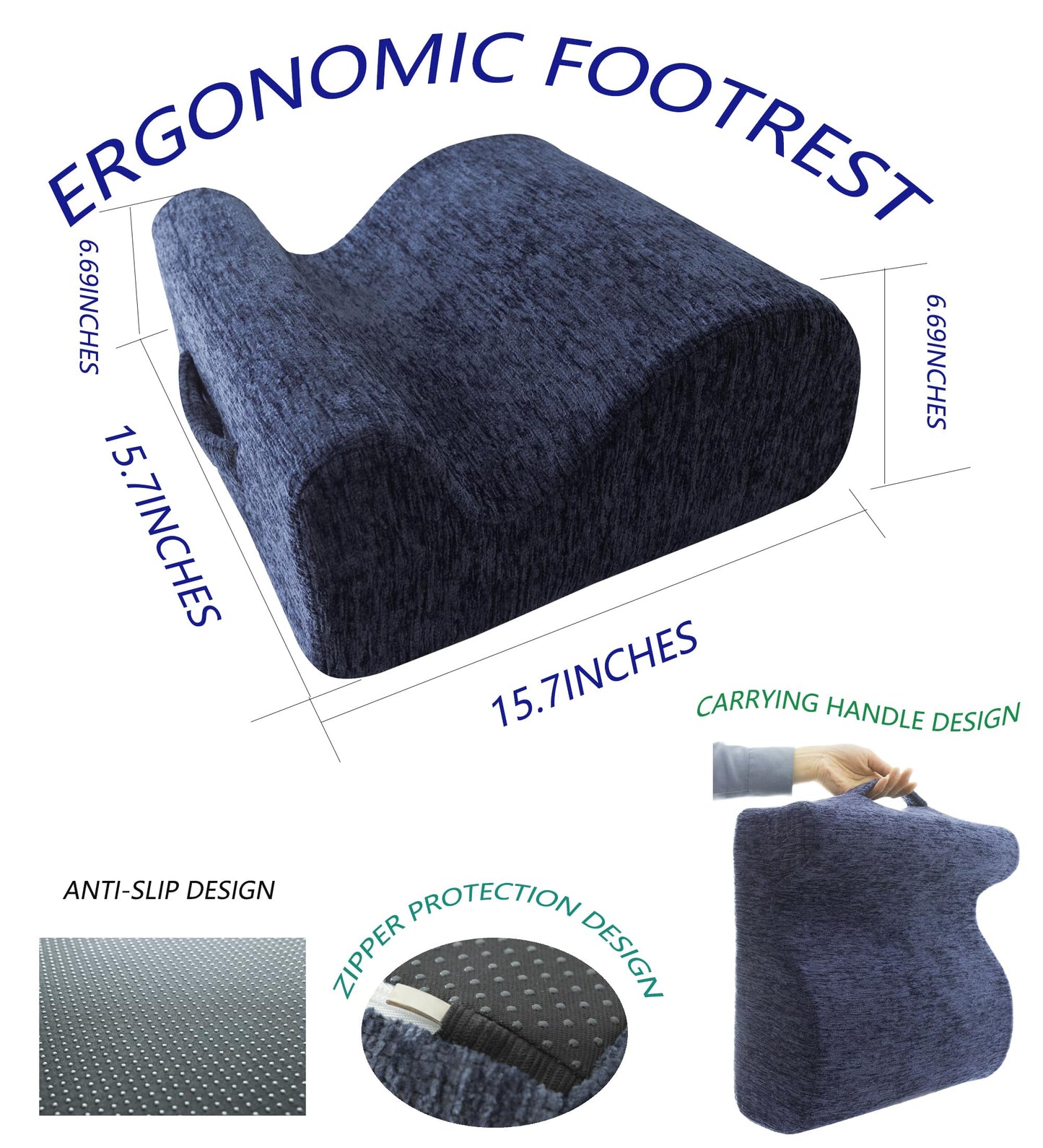 ZXMCJD Ergonomic FootstoolTwo-Way Tilt Design with Heel & Arch SupportWide Non-Slip Foam Footrest with 3-Point Support, Removable Washable Cover for Office/Home, for Prolonged Sitting & Under-Desk Use