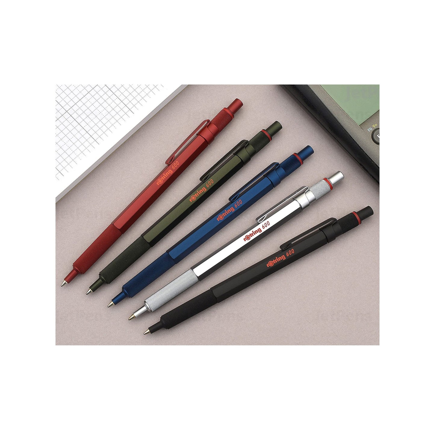 rOtring 600 Ballpoint Pen Medium Point Black Ink Blue Barrel Refillable