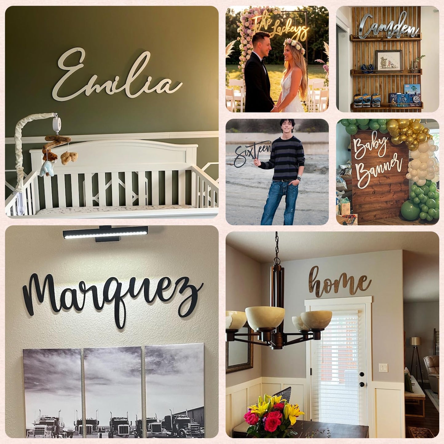 Custom Acrylic Name Sign for Nursery, Handmade 3D Laser Cut Personalized Name Mirror Sign for Wall, Home Bedroom Party Salon Birthday Gift Wedding Event