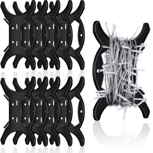 10 Pcs All Purpose Light Storage Holder Black Extension Cord Wrap Storage Reels Holiday Light Wire Spool Organizer and Hose Wind up for Cord Wire Garland