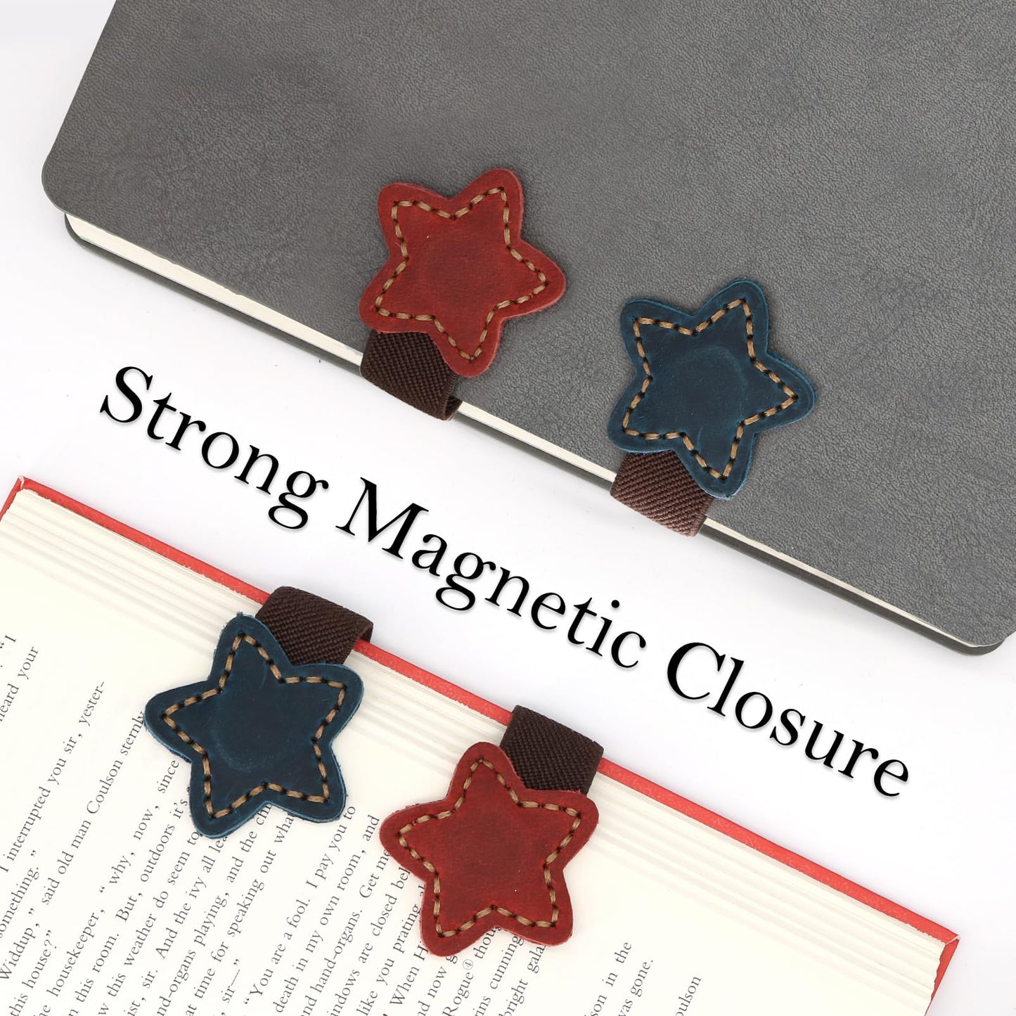 QUYANGCHIFENG 2pcs Magnetic Leather Bookmarks, Handmade Magnet Bookmark, Suitable for Women, Men, Students,Teachers and Other Reading Enthusiasts, Gifts Set for Book Lovers