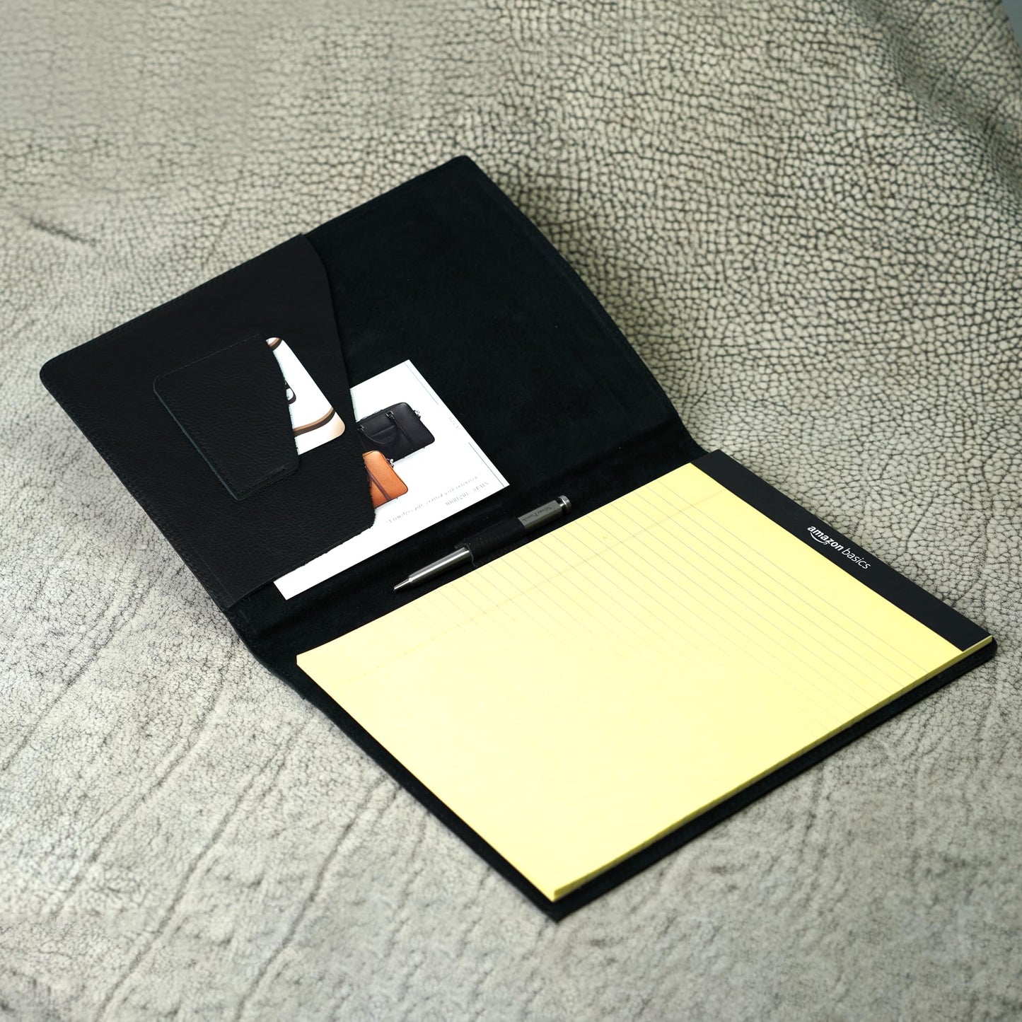Full-Grain Leather Legal Padfolio – Slim 8.5x11" Portfolio with Pen Holder & Card Slot – Personalized Gift for Professionals, Grads, Lawyers & Creatives (Marshall - Dymnos Black)