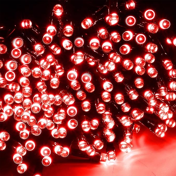 WATERGLIDE 1000 LED Christmas String Lights, 328 FT Green Wire LED Decorative Fairy Lights with Remote & 8 Modes, Waterproof for Outdoor Valentines Holiday Party Garden Wedding Home Decor, Red