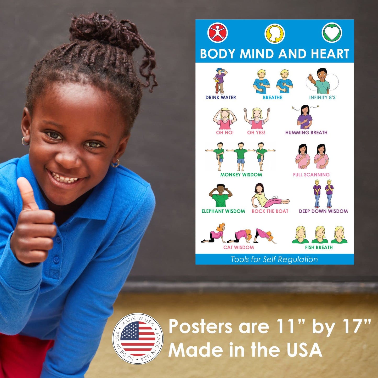 SELF REGULATION POSTERS Behavior Management Classroom Tools 13 11" by 17" Mindfulness Posters for Classroom. Calming Down Tools for Kids SEL Posters for Classroom Elementary School Counselor Posters