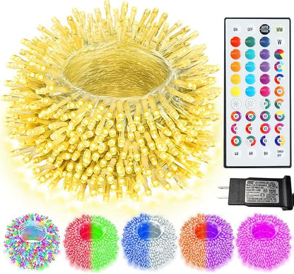 Color Changing Christmas String Lights with Remote, 35 Colors 66FT 200LED String Lights Outdoor Decoration, Indoor Connectable Fairy Lights Plug in for XMAS Tree Thanksgiving Christmas Decoration