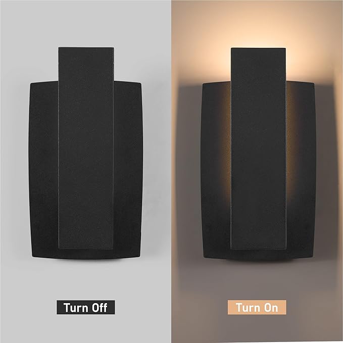 LamQee Modern Outdoor Wall Lights for House LED Integrated, Aluminum Outdoor Porch Light Fixture Wall Mount, 3000K 10W Exterior Wall Sconce Lighting Patio Front Door Garage Indoor, Matte Black