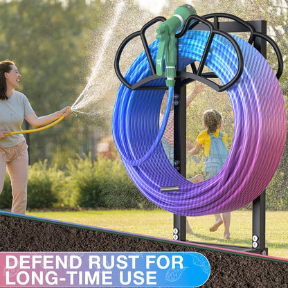 Qatsrin New Garden Hose Holder, Super Stable Water Hose Holders Stand Holds 160-Feet Hose, Detachable Freestanding Hose Storage Hanger Rack for Outside Yard Lawn Farm, Black