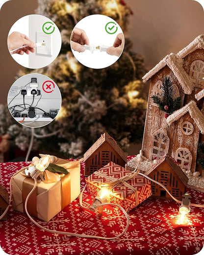 Christmas Village Lights, Decoration String Lights 10.5Ft with 4 C7 LED Bulbs, Warm White, with Male and Female Plugs, for Christmas Snow House,Pumpkin Crafts,Holiday Decoration W03VL05