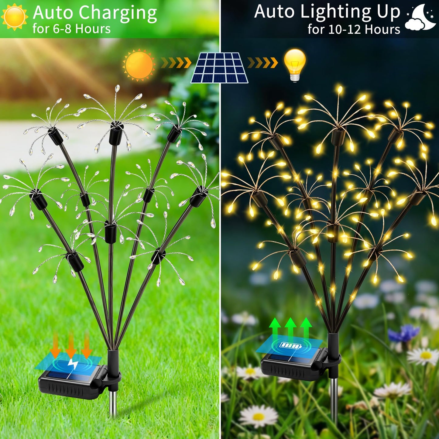Solar Garden Lights Outdoor, 6 Pack 2-Layer Swaying Firework Lights, Waterproof Starburst Fairy Light Garden Decor for Yard Patio Pathway Lawn, Gardening Gifts for Women Mom Grandma Mother's Day