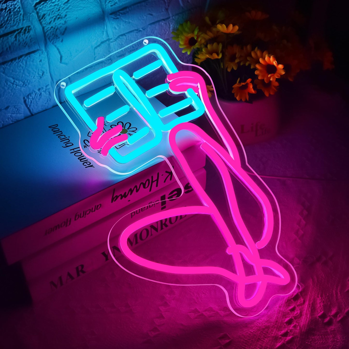 Read Books Neon Sign for Wall Decor Reading Neon Light Dimmable LED Book Neon Light Up Sign for Reading Room Study Room Classroom Bookstore Library Museum Birthday Gifts Art Size16.9 * 9.8In(WZCP065)