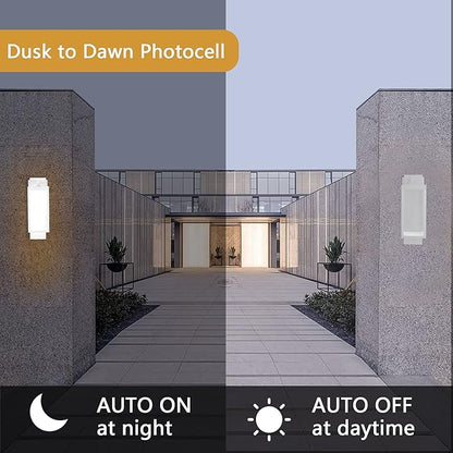 Modern Outdoor Light Fixtures Dusk to Dawn Outdoor Lighting,15" Exterior Wall Sconce, Porch Light, Black Garage Lights Wall Lamp, Waterproof Outdoor Lights for House, Garden, Front Door，White