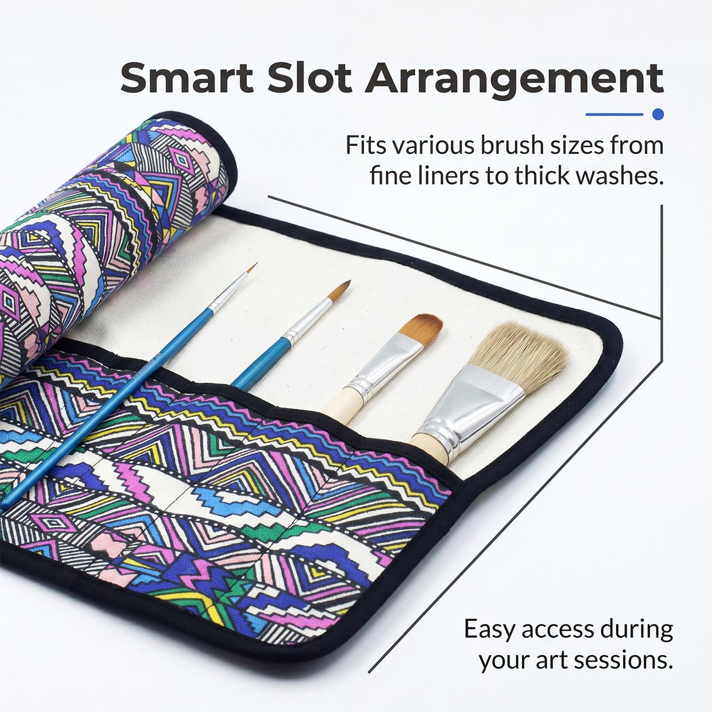 BTFLKNS 2 Pack Art Paint Brush Holder, Deluxe Bohemian Style Storage Organizer Roll-Up Case Bag with 20 Slot Pockets, Protects Artist Acrylic Oil Watercolor Paintbrushes(Bohemian)