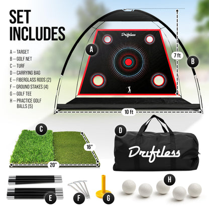 Golf Net – 10x7 ft Practice Net for Backyard Driving, Indoor Hitting Net with Mat, A Great Gift for Golfers or Dad – Golf Training Aid