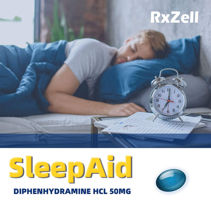 RXZELL Sleep Aid, Diphenhydramine 50mg, Easy-to-Swallow Softgels, Supports Deeper Restful Sleeping, Non Habit-Forming (220 Counts)