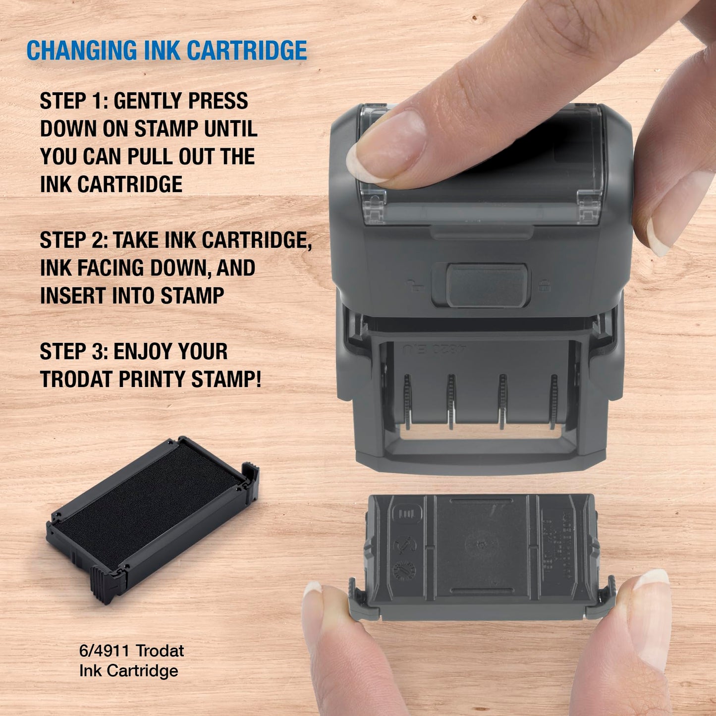 Trodat 4820 Printy 4.0, Self-Inking Date Stamp for Professional, Classroom and Personal Applications, 3/8” x 1-¼”, CO2 Compensated Date Stamper (Black)