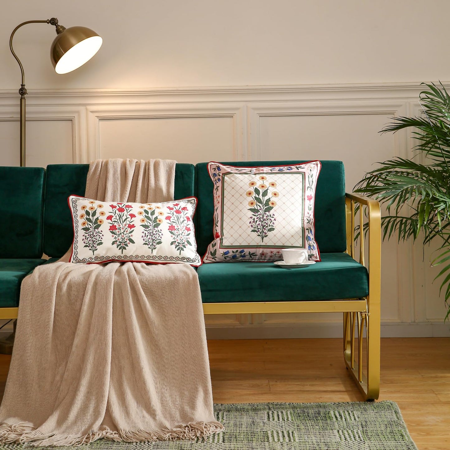 ISAENNE Designer Velvet Throw Pillow Cover,18"x18" Set of 2-Bertina B