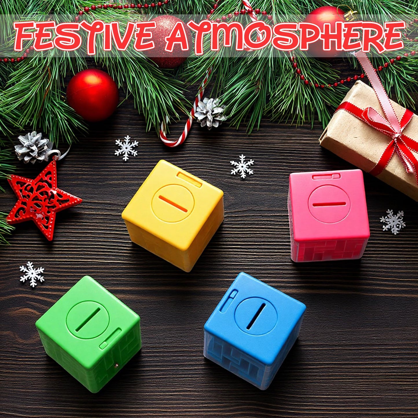 4 Pcs Money Box for Cash Gift Stocking Stuffers Plastic Cash Money Maze Puzzle Box for Adults Christmas Birthday Party Favors (Color)