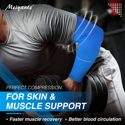 Meiyante Arm Sleeves with Thumb Holes for Men & Women, Cooling UPF 50+ UV Sun Protection Sleeves with Palm Coverage, Breathable Compression Sleeves for Golf, Driving, Running, Gardening & Tattoo Cover