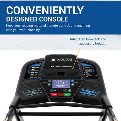 Xterra Fitness TR75 Sport Series Premium Folding Smart Treadmill, Handlebar Speed and Incline Controls, Large XTRASoft Cushioned Running Deck, Built-in FTMS-Enabled Bluetooth with XF Connect Fitness