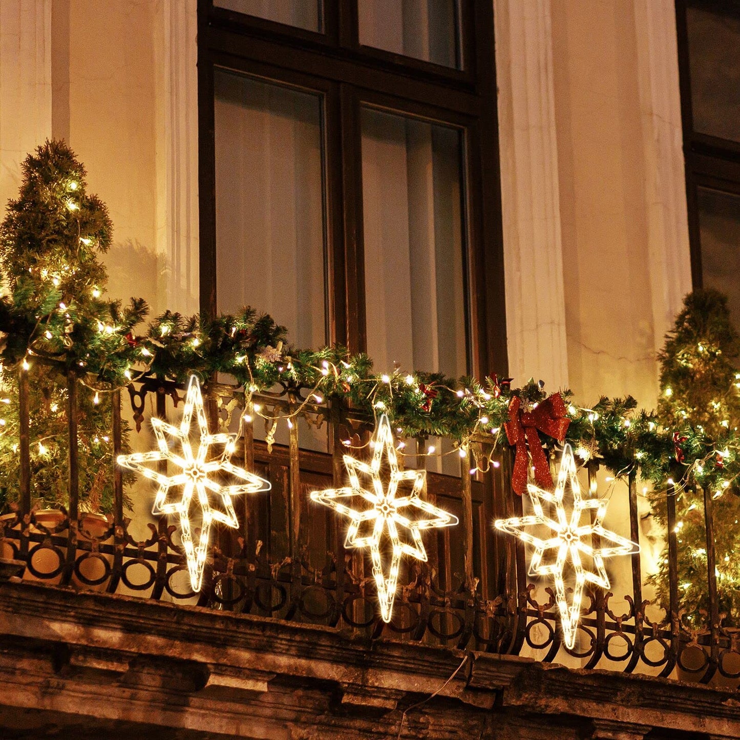 LAMPHOME 18" 50 Lighted Bethlehem Star Christmas Light Window Sculpture Decoration