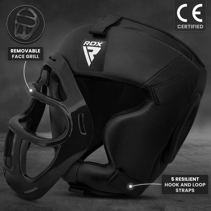 RDX Boxing Headgear MMA Muay Thai, Removable Face Grill, Head Gear for Sparring Grappling Martial Arts Kickboxing Taekwondo Karate BJJ Training