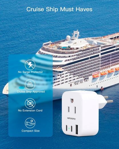 South Africa Travel Plug Adapter, HANYCONY Type M Power Adapter with 2 AC Outlets 3 USB Ports(2 USB C) for US to South Africa Botswana Namibia India Nepal Bhutan Sri Lanka