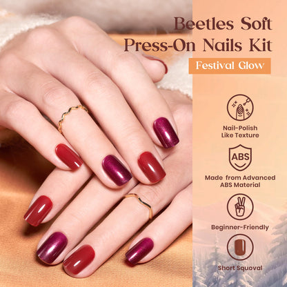 Beetles Press on Nails Kit 720Pcs 24 Colors, Press on Nails Short Almond Glossy Matte Glitter With Nail Glue & Nail Tabs Stickers, Natural Fit Lightweight Fake Nails Kit Art For Women Girls