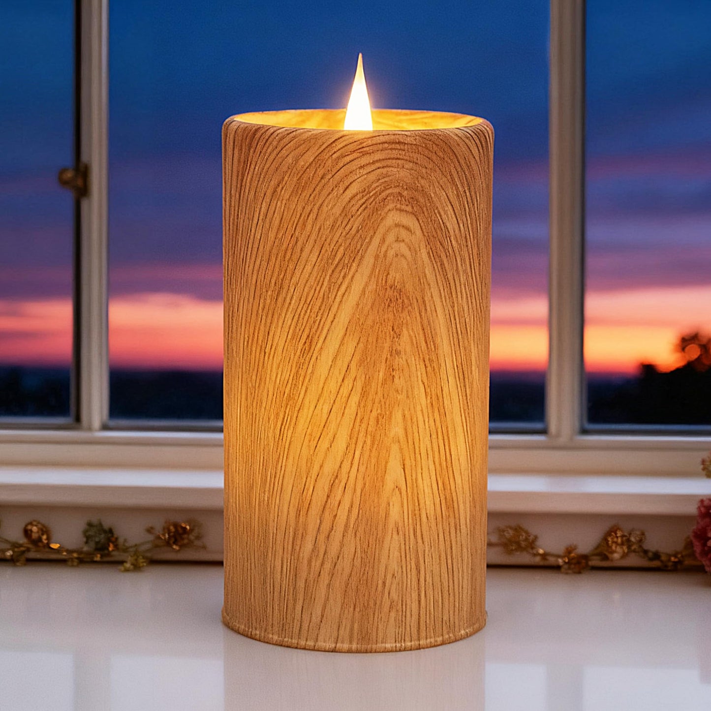 CFDECOR Flameless Candle with Timer,Battery Operated Flickering Led Candles with Remote,Realistic 3D Moving Flame Pillar Candles,Scalloped Edge,Real Wax Candles for Holiday,Home Decor (Brown)
