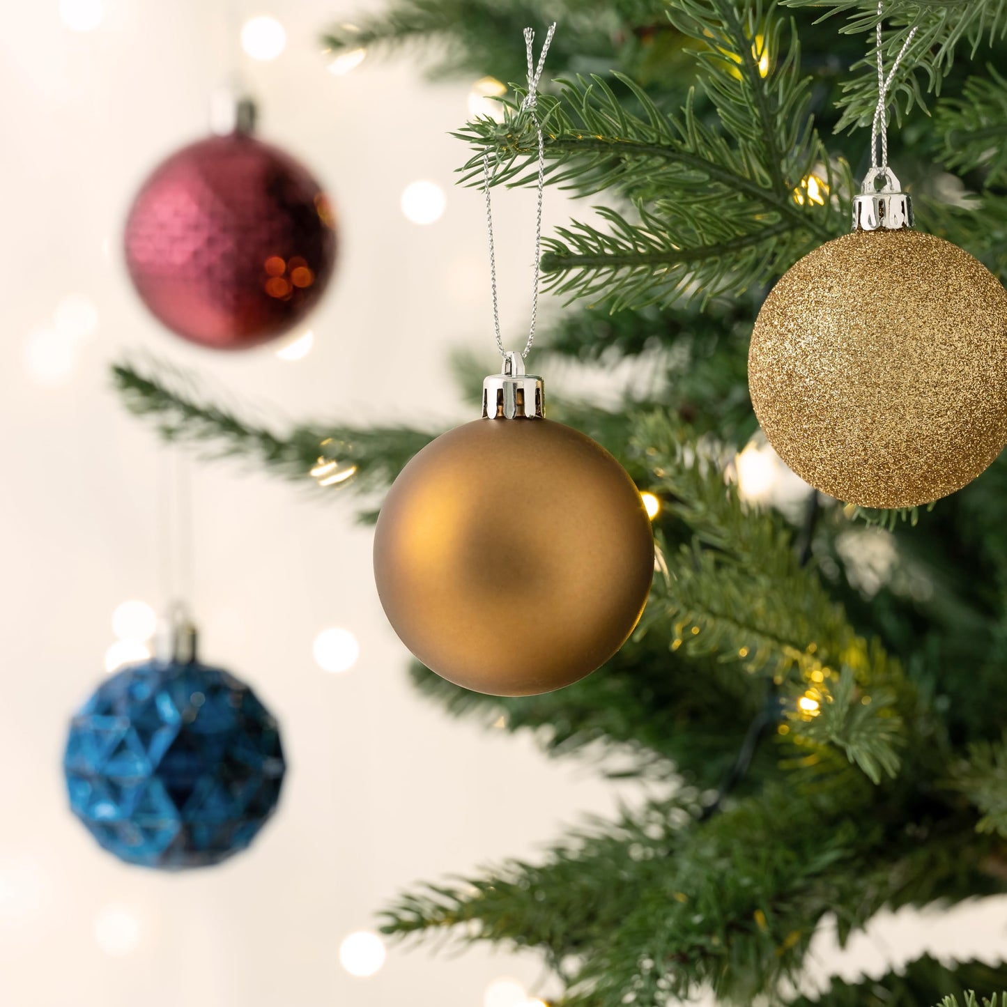 Valery Madelyn Christmas Tree Decorations Ornament Set, 50ct 2 Inches Bronze Copper Purple Shatterproof Christmas Ball Ornament Hanging Xmas Holiday Party Decor