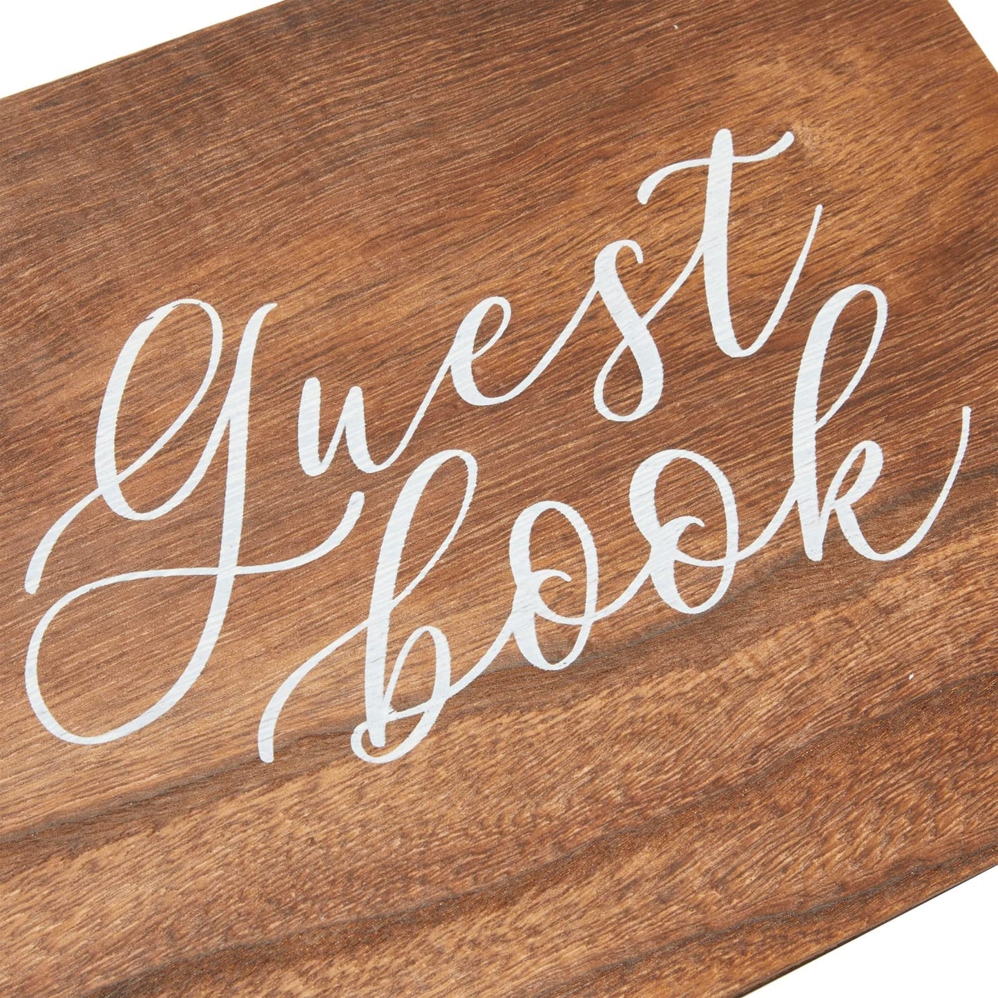 Paper Junkie Rustic Wooden Guest Book for Party - 112 Pages, 11.25 x 8.75 in Brown Wood Cover - Wedding & Baby Shower Guest Book Sign in